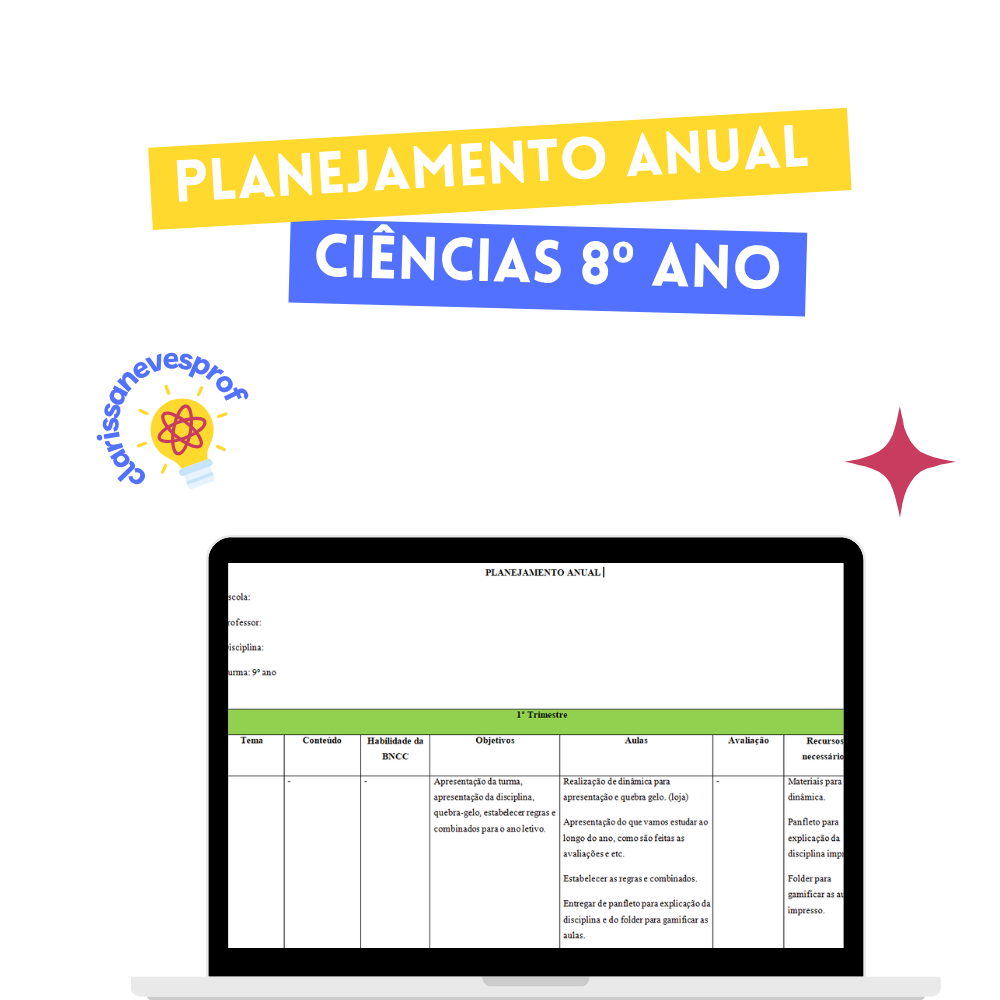 Planejamento anual - 8º ano (leia a descrição)